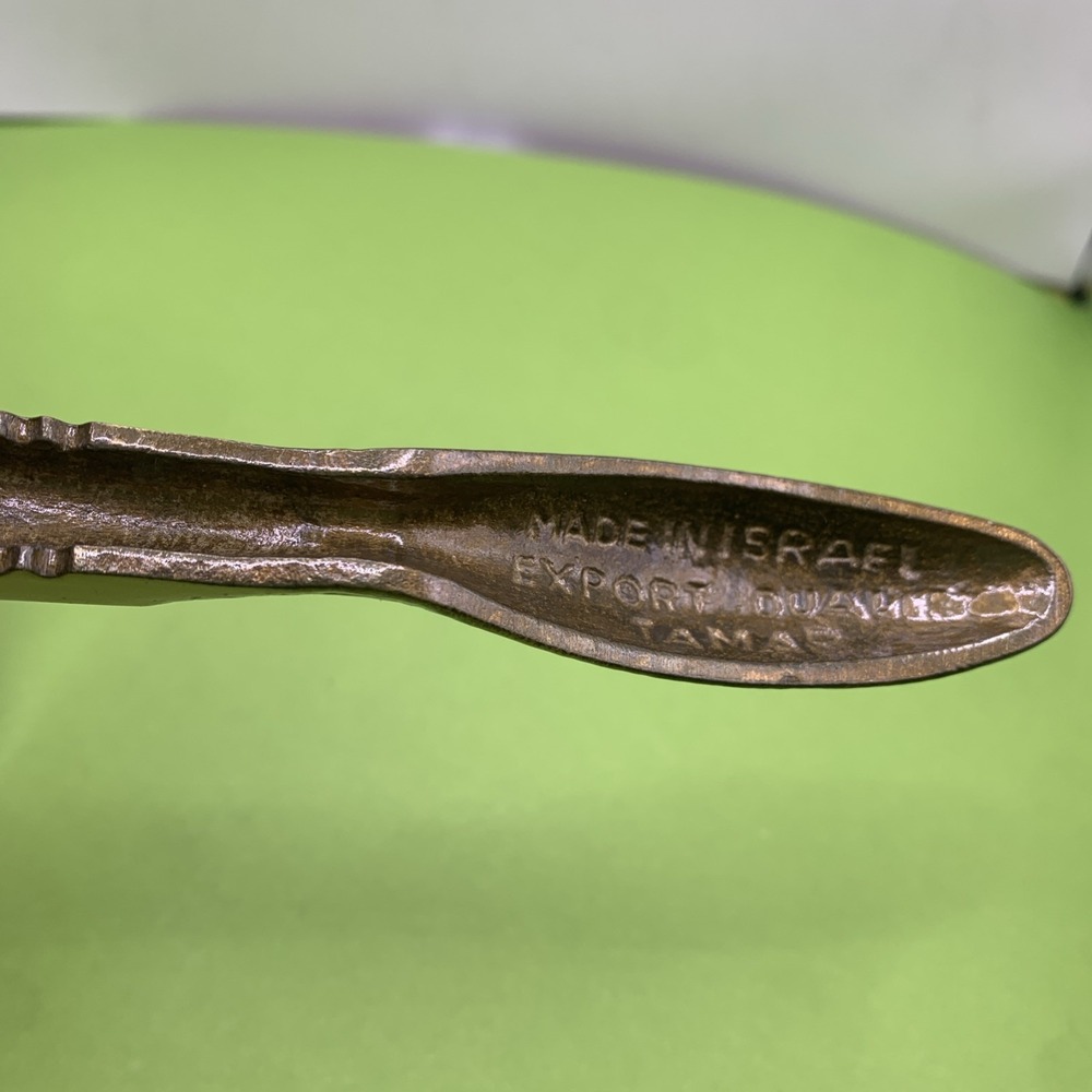 Vintage Tamar Enamel Flower  Brass Nut Cracker Mounted Footed Bowl Israel - Picture 10 of 14